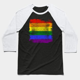 Distressed Gay/Queer Pride Rainbow Flag Baseball T-Shirt